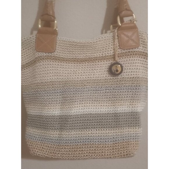 The Sak Women's Handbag Crocheted Hobo Shoulder Purse Brown/Tan Boho Hippie - Picture 2 of 10